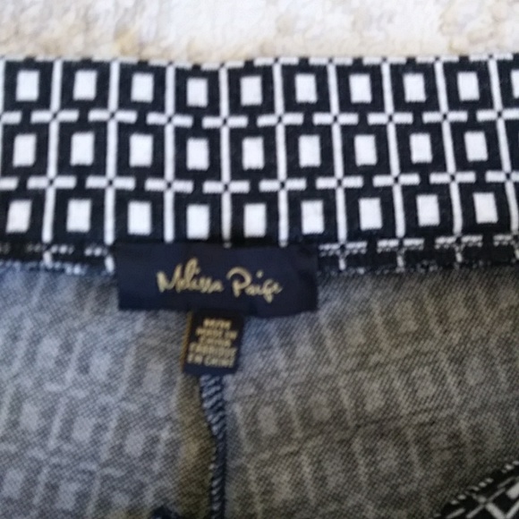 Melissa Paige Stretch Waist Viscose Blend Pants M Black White Pattern - Picture 4 of 13